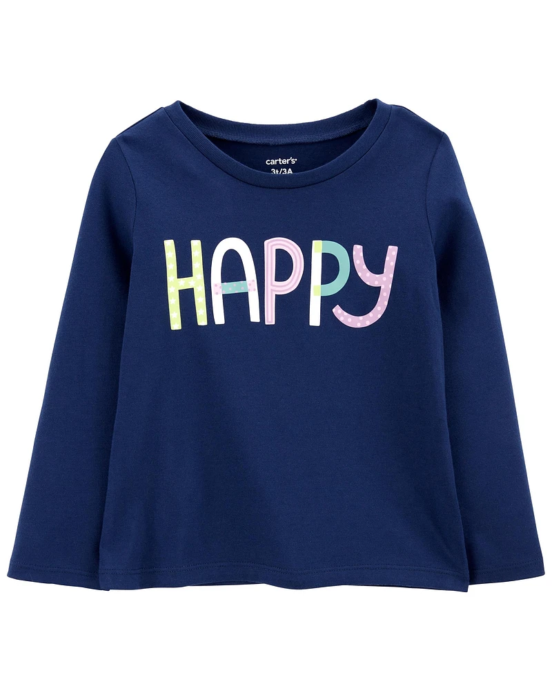 Toddler Happy Cotton Blend Peplum Tee