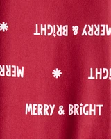 Kid Merry & Bright Christmas Print Loose Fit Pajama Bottoms - Red