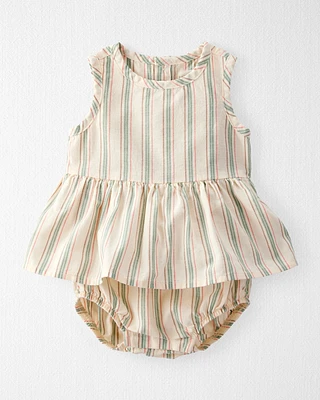 Baby Linen Striped Sunsuit Made with Organic Cotton