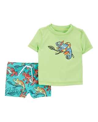 Baby 2-Piece Iguana Rashguard & Swim Trunks