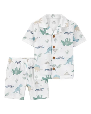 Toddler 2-Piece Dinosaur Coat-Style Loose Fit Pyjamas