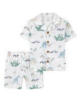 Toddler 2-Piece Dinosaur Coat-Style Loose Fit Pyjamas