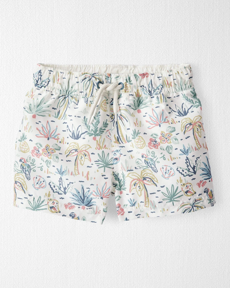 Toddler Recycled Tropical-Print Swim Trunks