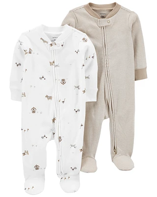 2-Pack Zip-Up Sleeper Pyjamas