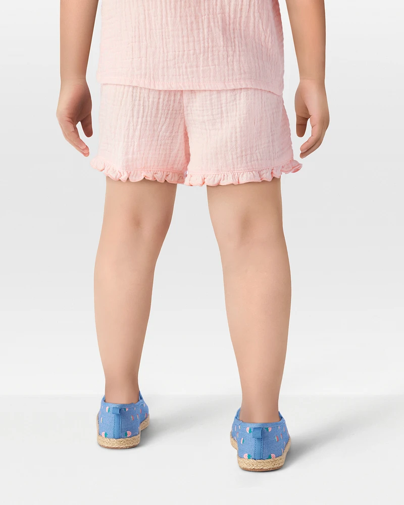 Toddler Ruffle Gauze Shorts - Pink