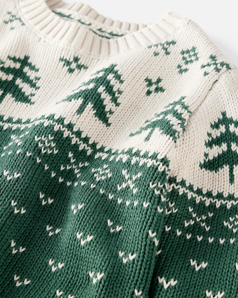 Toddler Organic Cotton Evergreen Fair Isle Sweater