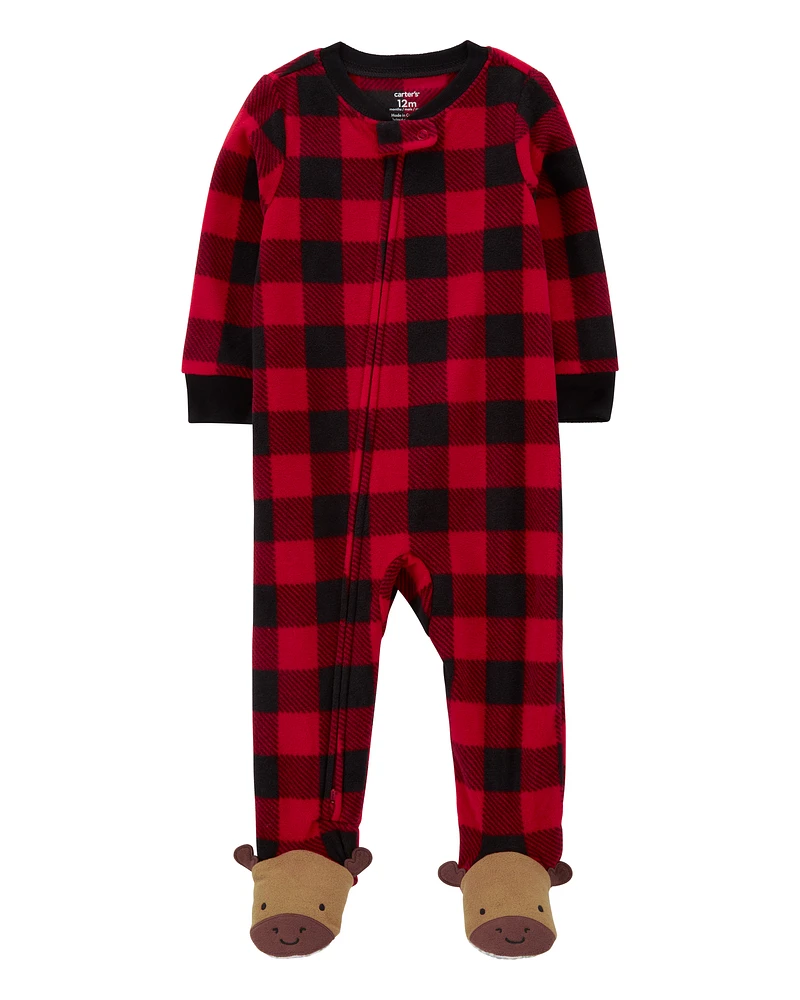 Baby 1-Piece Buffalo Check Fleece Footie Pyjamas