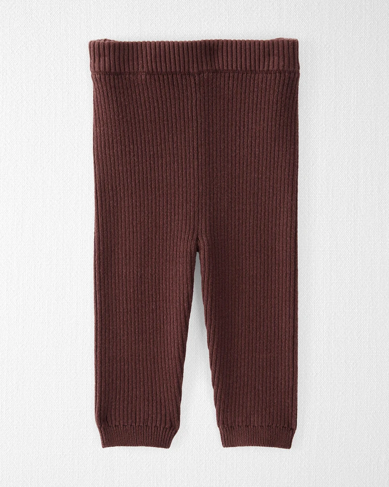 Baby Organic Cotton Sweater Knit Rib Leggings Deep Burgundy