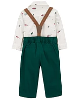 Baby 3-Piece Christmas Tree Bodysuit & Pants Set