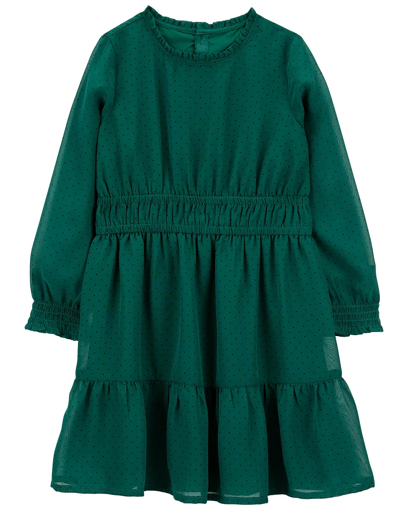 Kid Crepe Chiffon Holiday Dress