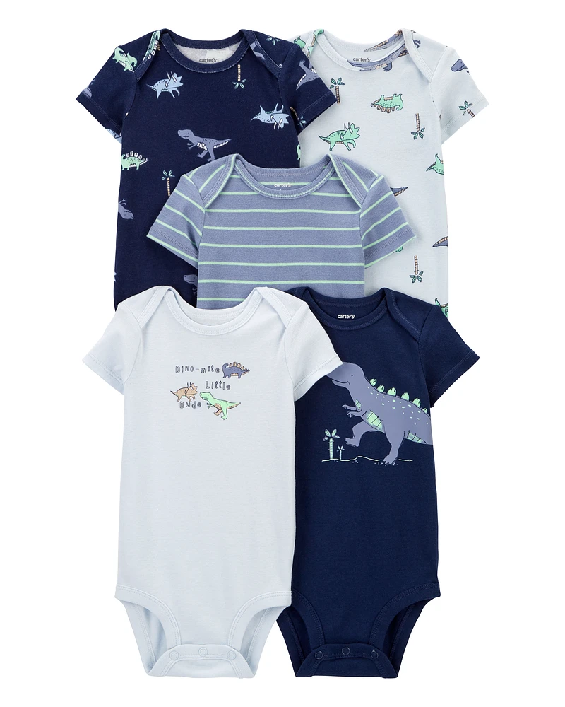 Baby 5-Pack Dinosaur Short-Sleeve Bodysuits