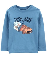 Race Car Cotton Blend Long-Sleeve Tee - Blue