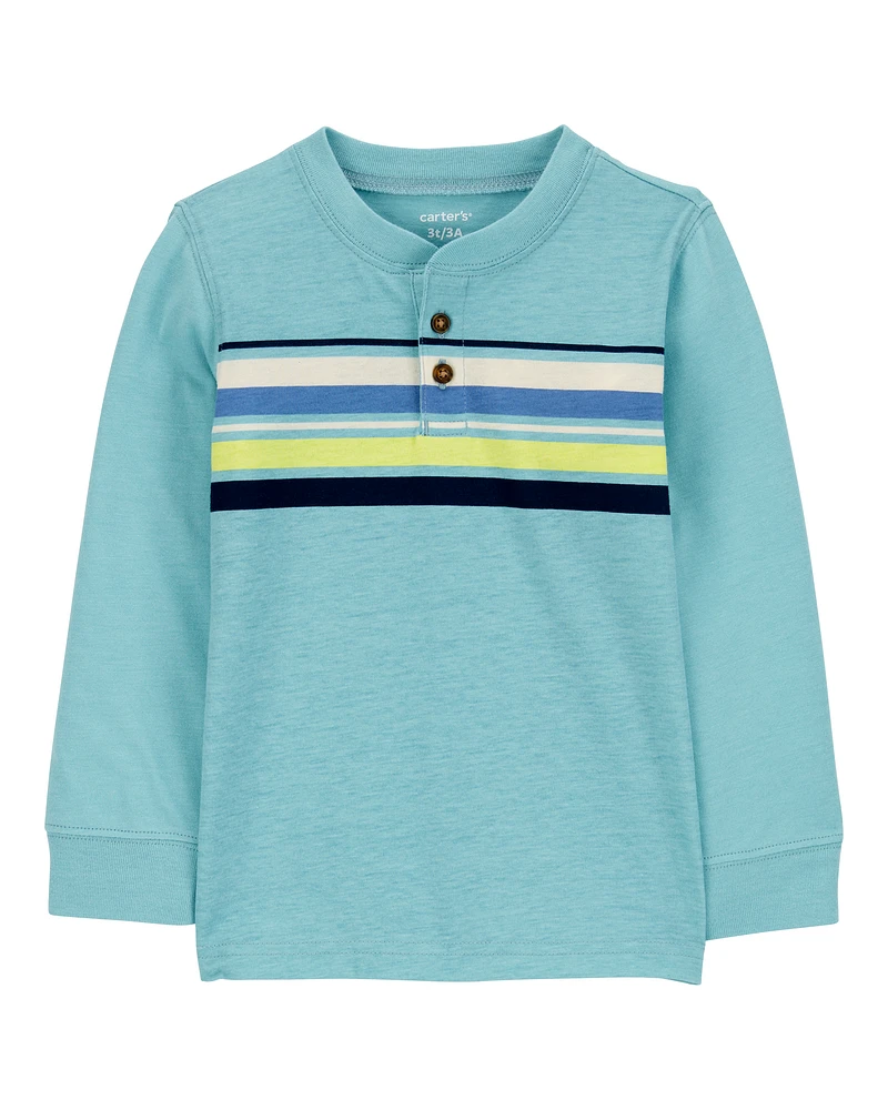 Toddler Striped Henley Tee