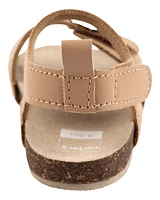 Baby Floral Buckle Faux Cork Sandals - Brown