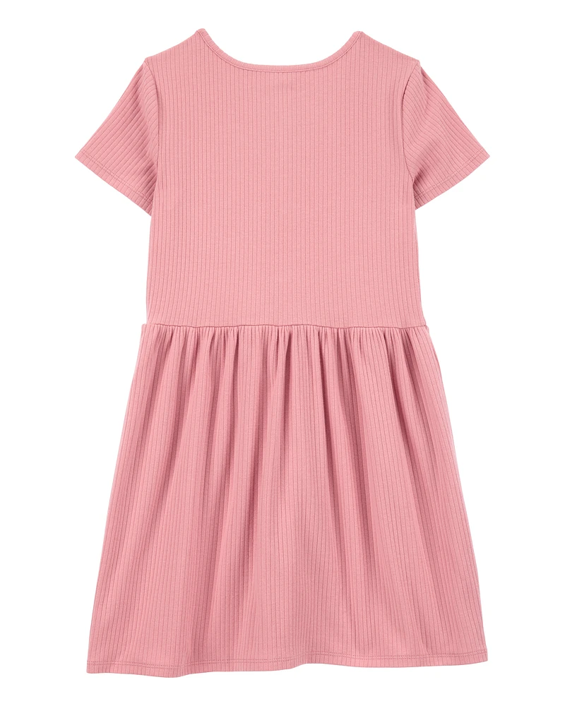Kid Solid Short-Sleeve Dress - Pink