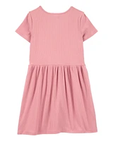 Kid Solid Short-Sleeve Dress - Pink