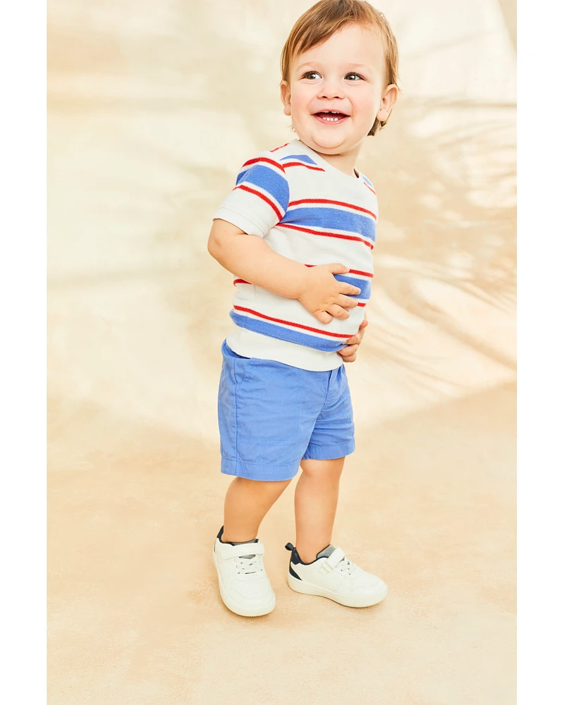 2-Piece Striped Tee & Canvas Shorts Set