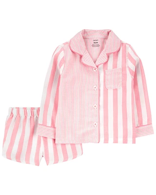 2-Piece Striped Coat-Style Pyjamas