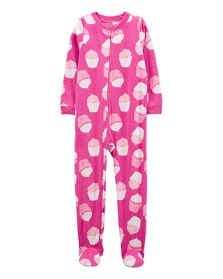 Kid 1-Piece Cupcake Fleece Footie Pyjamas