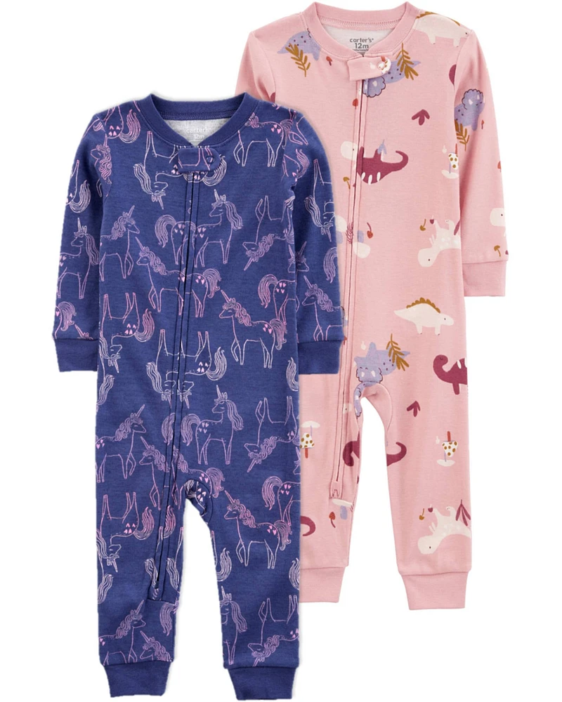 Toddler 2-Pack 100% Snug Fit Cotton Footless Pajamas