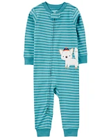 1-Piece Wolf Striped 100% Snug Fit Cotton Footless Pajamas