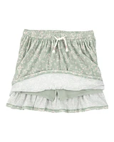 Kid Floral Crinkle Skort - Green