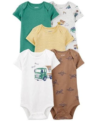 Baby 5-Pack Construction Short-Sleeve Bodysuits