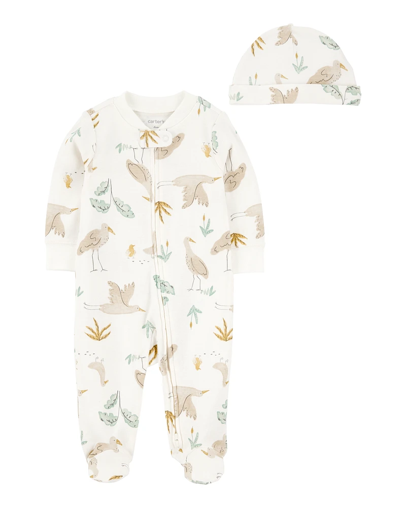 Baby 2-Piece 2-Way Zip Sleeper & Headwrap Set