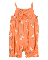 Baby Floral Tank Romper - Orange