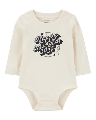 Baby Happy New Year 2025 Long-Sleeve Bodysuit