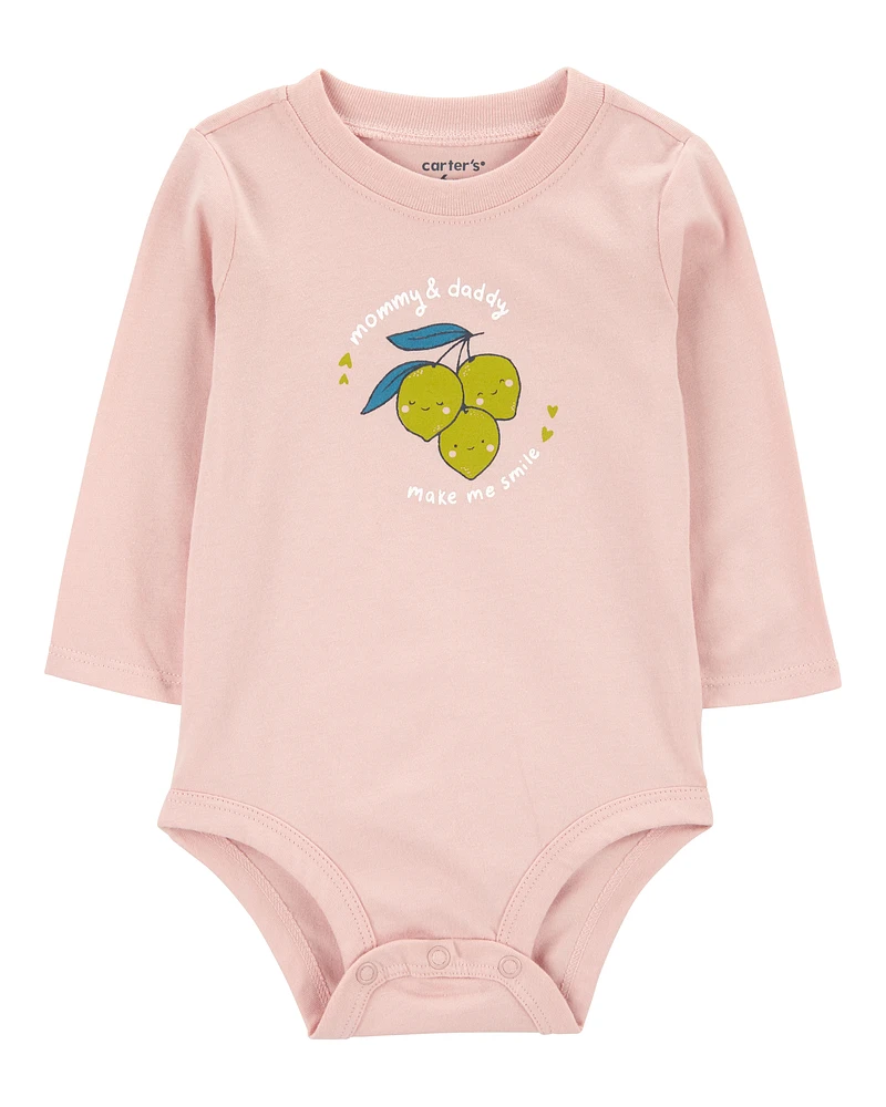 Baby Lemons Mommy & Daddy Long-Sleeve Bodysuit