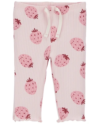 Baby Strawberry Pull-On Ribbed Pants