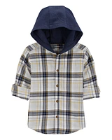 Toddler Plaid Hooded Button-Down Shirt