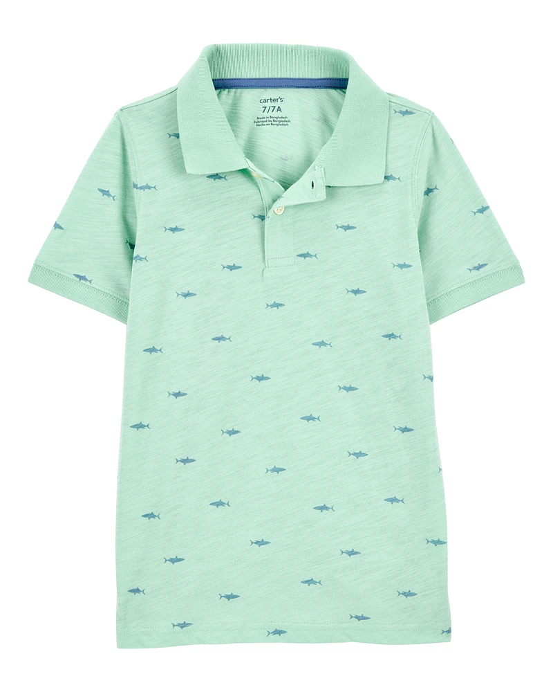 Kid Shark Polo Shirt - Green