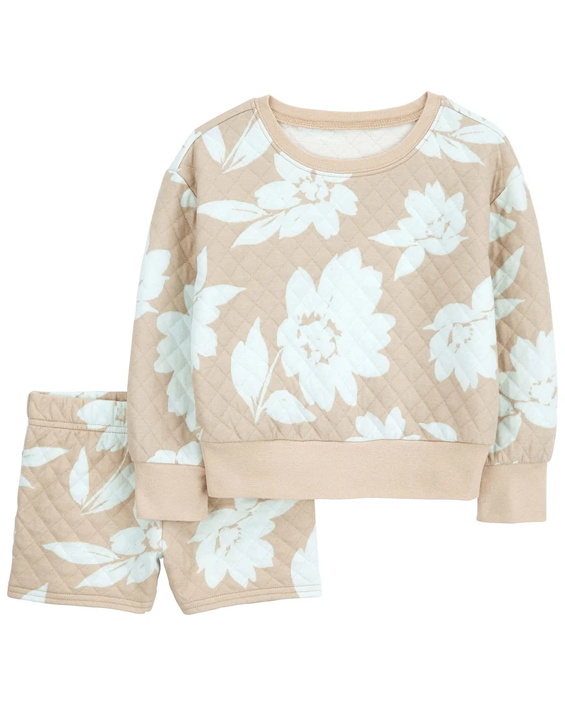 Toddler 2-Piece Floral Long-Sleeve Top & Short Set