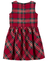 Toddler Plaid Sateen Holiday Dress