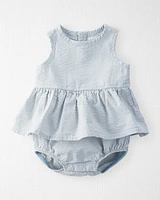Baby Organic Cotton Seersucker Sunsuit