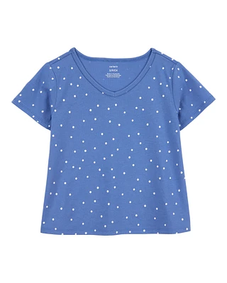 Kid Polka Dot Short-Sleeve Fashion Top - Blue