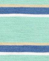 Toddler Striped Cotton Blend Short-Sleeve Henley - Green