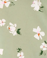 Toddler Floral Print Windbreaker Jacket - Olive