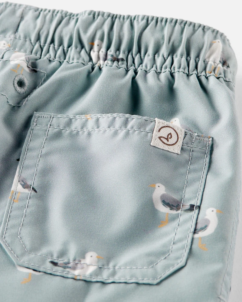 Baby Boy Recycled Seagull-Print Swim Trunks