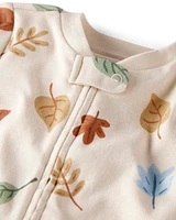 Baby Organic Cotton Sleep & Play Pyjamas Autumn Leaves Print