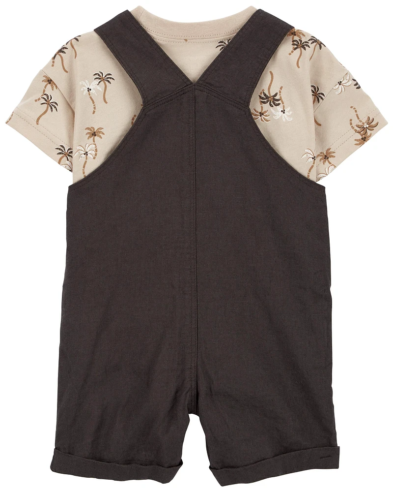 2-Piece Palm Tree Tee & Shortall Set