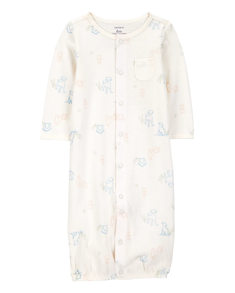 Baby 3-Piece Puppy Converter Gown & Cap Set - Ivory