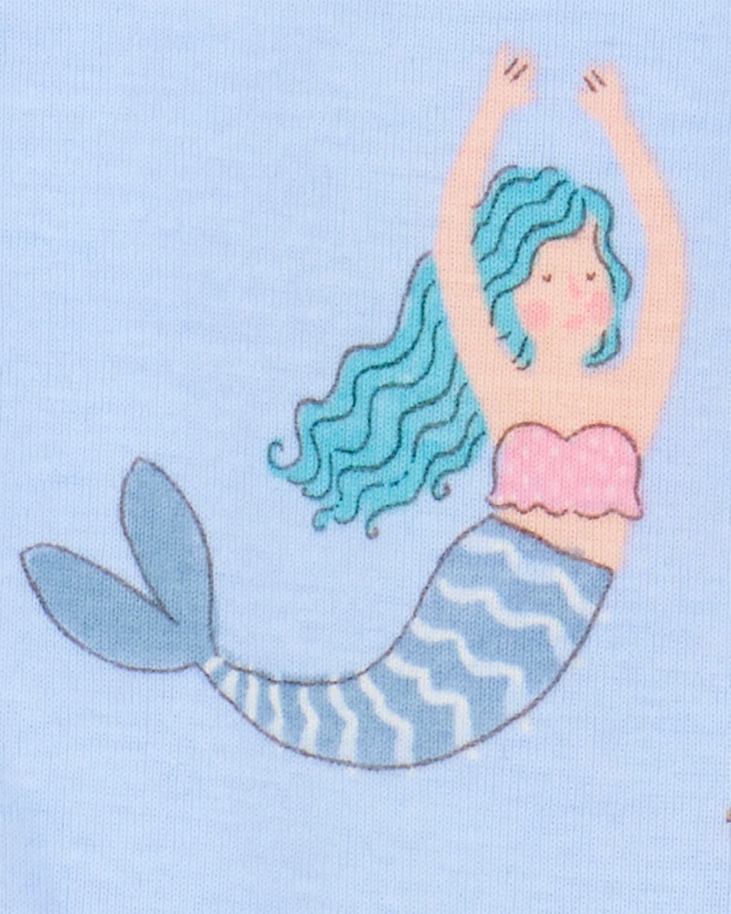 Baby Mermaid Print Snug Fit Cotton 4-Piece Pyjamas