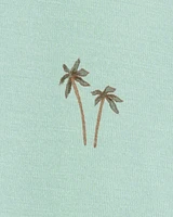 Baby Palm Tree Print 2-Way Zip PurelySoft Convertible Foot Sleeper Pyjamas - Mint