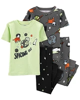 4-Piece Space Print 100% Snug Fit Cotton Pyjamas