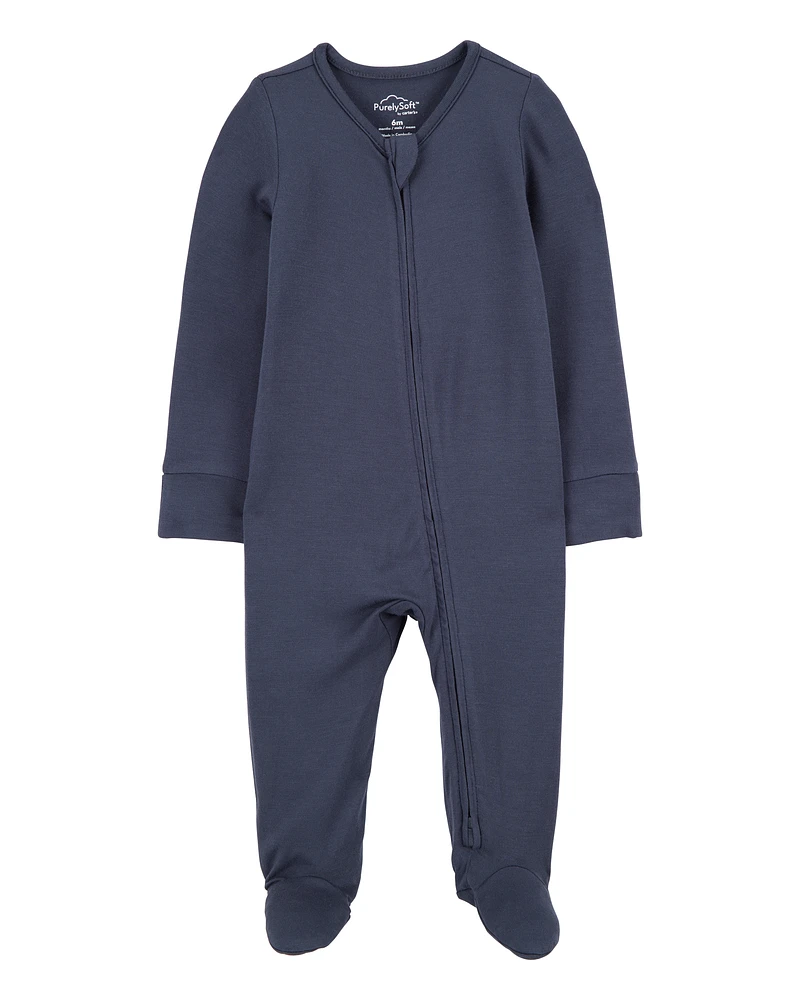 Zip-Up PurelySoft Sleeper Pyjamas - Navy