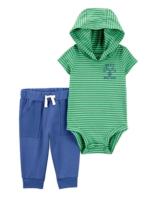Baby 2-Piece Brother Bodysuit Pant Set - Green/Blue