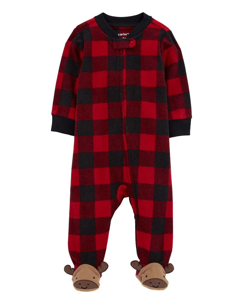 Baby Plaid Fleece Zip-Up Footie Sleep & Play Pajamas